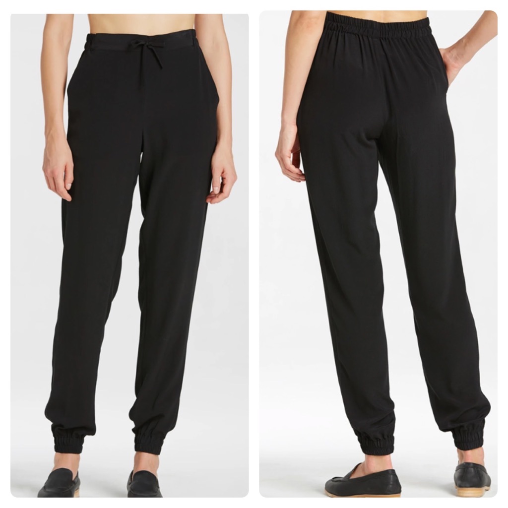 Lilysilk Black Elastic Waist Silk Pants In Black Sz Small